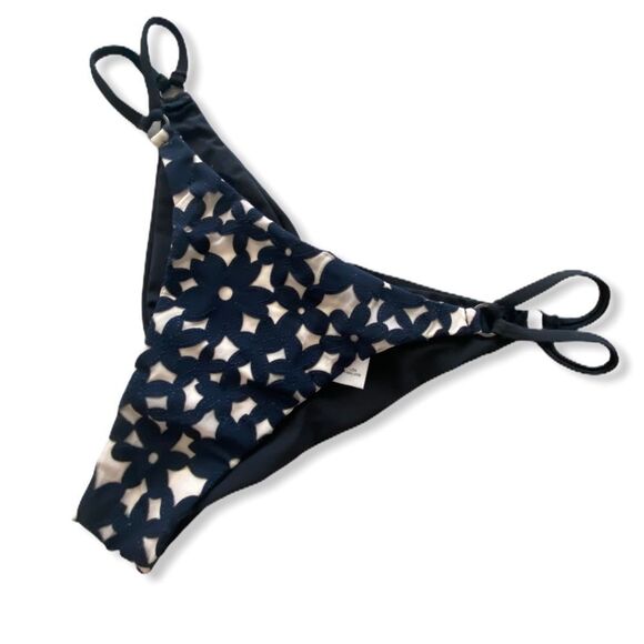 Blue Life Ruched Bikini Bottom With Flowers - Picture 1 of 6